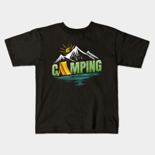 Sunrise In The Mountains By A Lake On Camping Kids T-Shirt